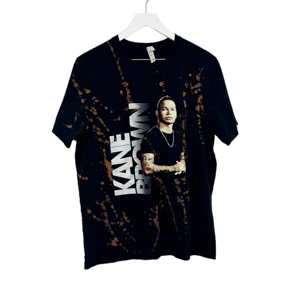 Kane Brown On Tour Bleach Dyed Splatter Short Sleeve Shirt Size XL - Picture 2 of 6